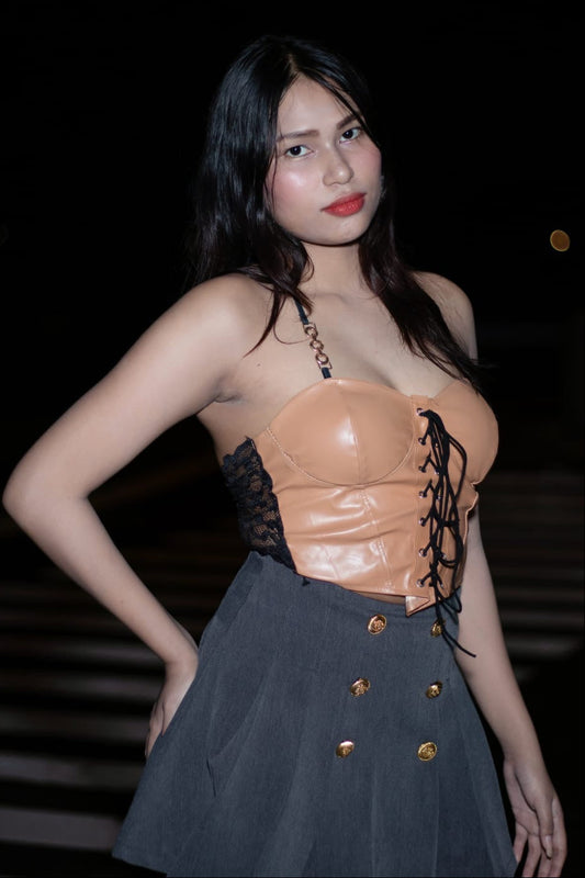 Bustier Aveline – Fini Cuir & Laçage Signature