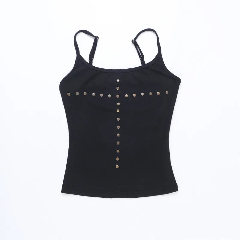 Streetwear Hop High Street Spice Girls Ropa Mujer Pure Desire Rivet Heavy Vest Unique Sling Slim Sexy Fashion Camis