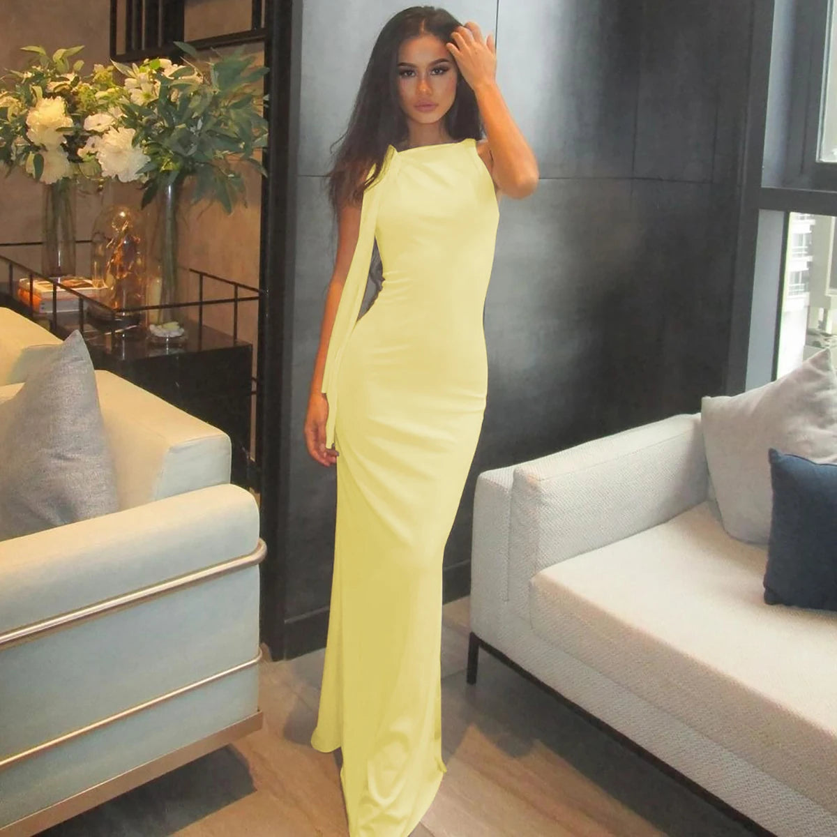 Robe Longue Valentina – Silhouette Sculptée