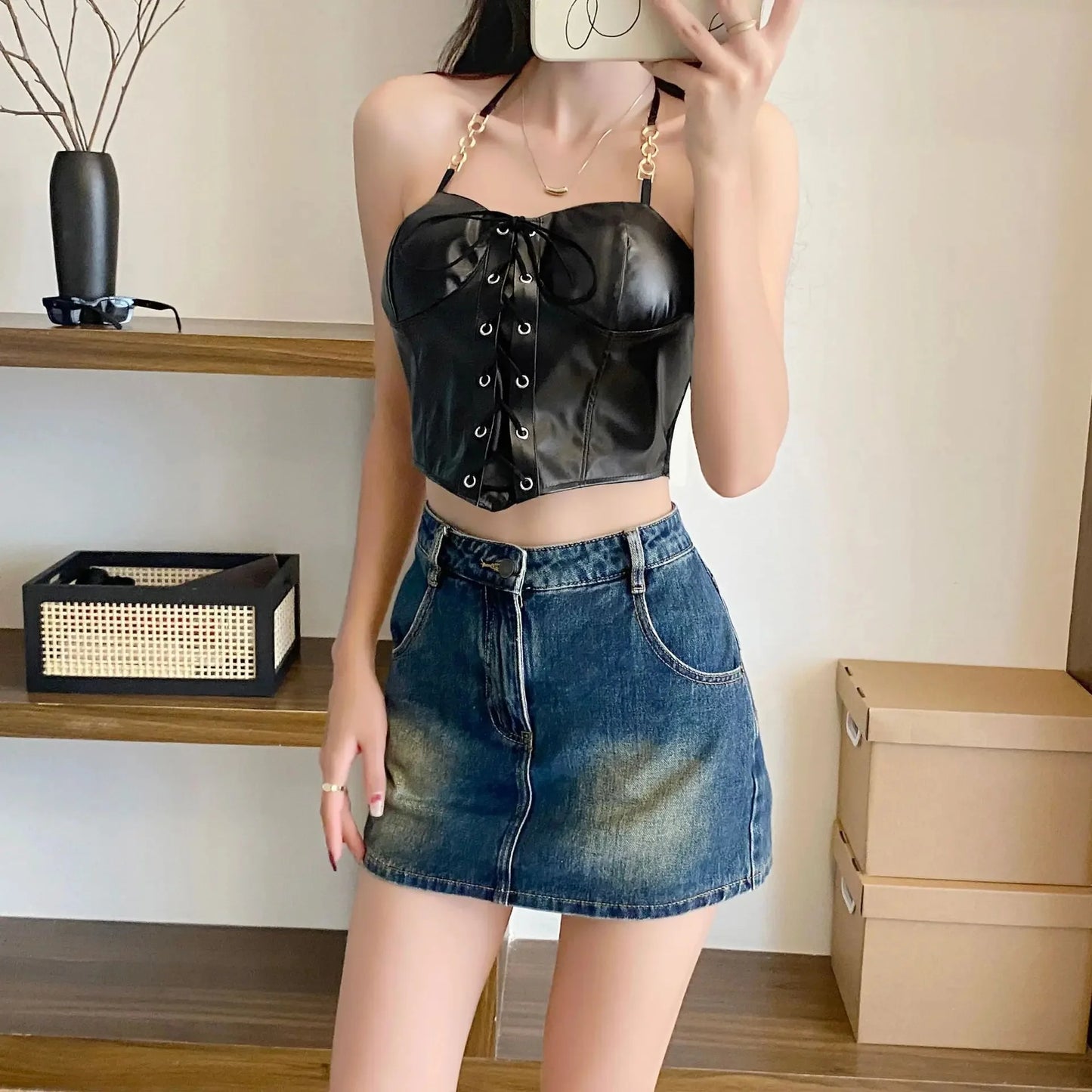 Bustier Aveline – Fini Cuir & Laçage Signature