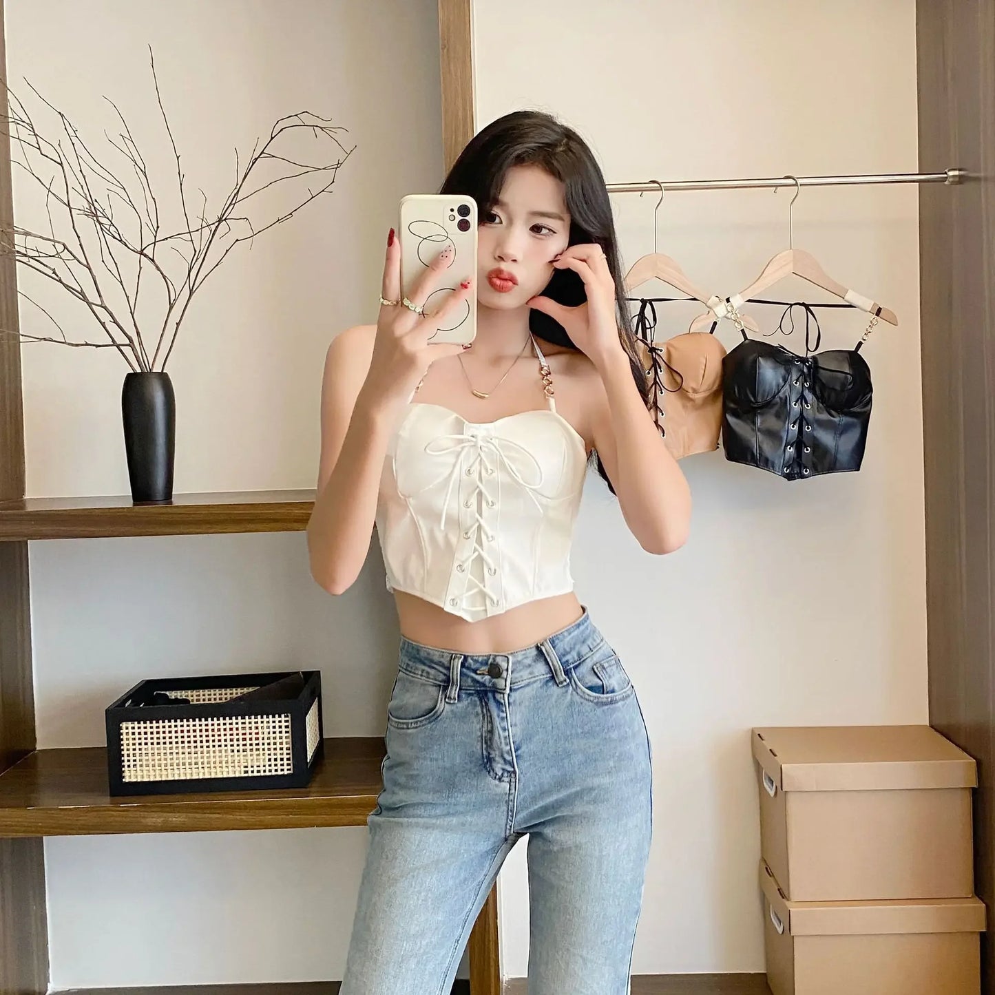 Bustier Aveline – Fini Cuir & Laçage Signature