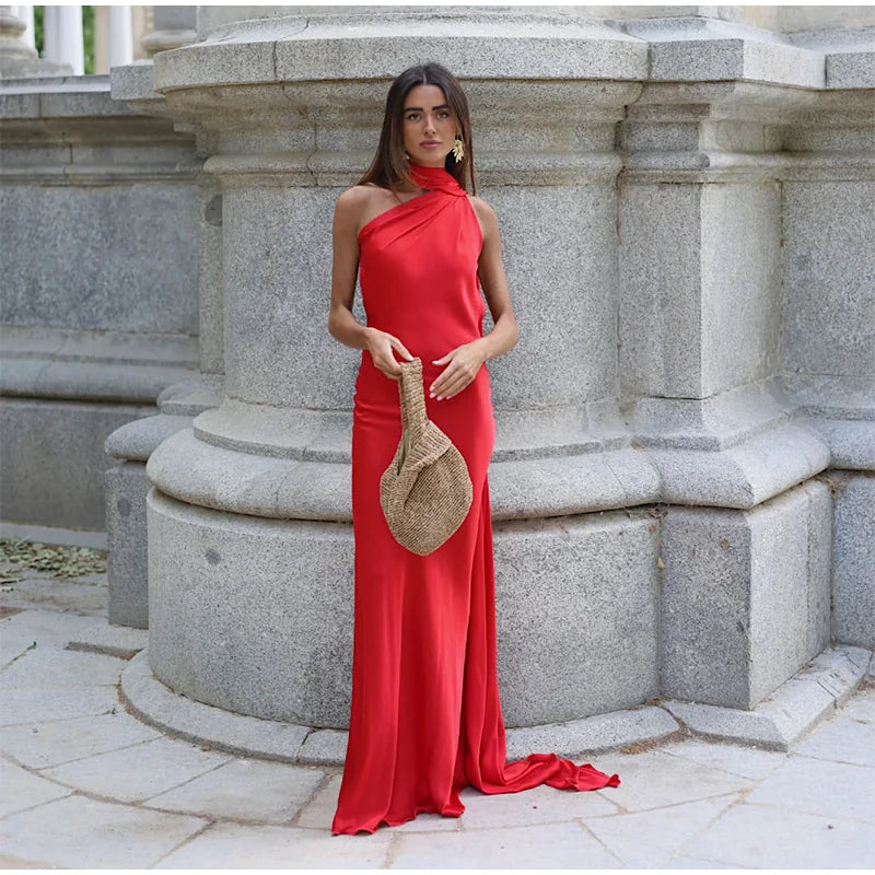 Robe Longue Isabella – Satin Lumineux & Dos Nu