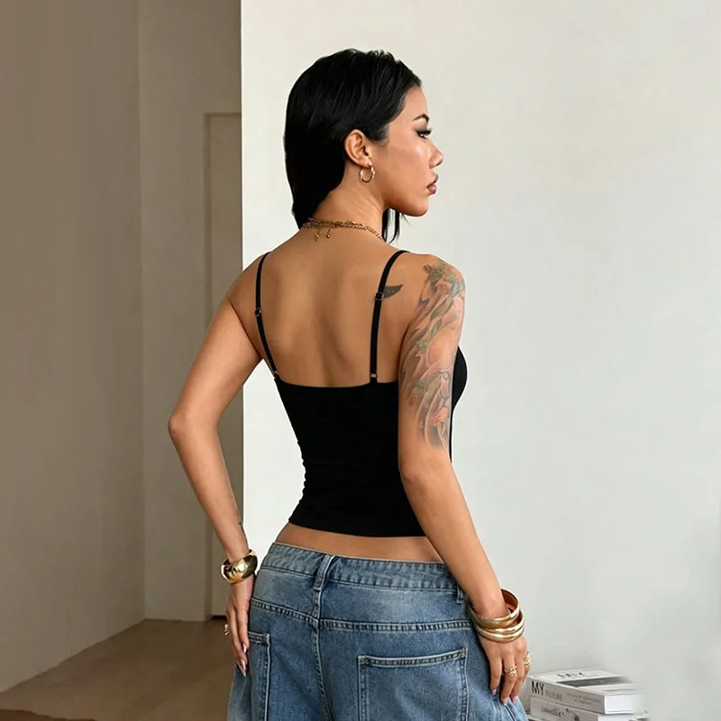 Streetwear Hop High Street Spice Girls Ropa Mujer Pure Desire Rivet Heavy Vest Unique Sling Slim Sexy Fashion Camis