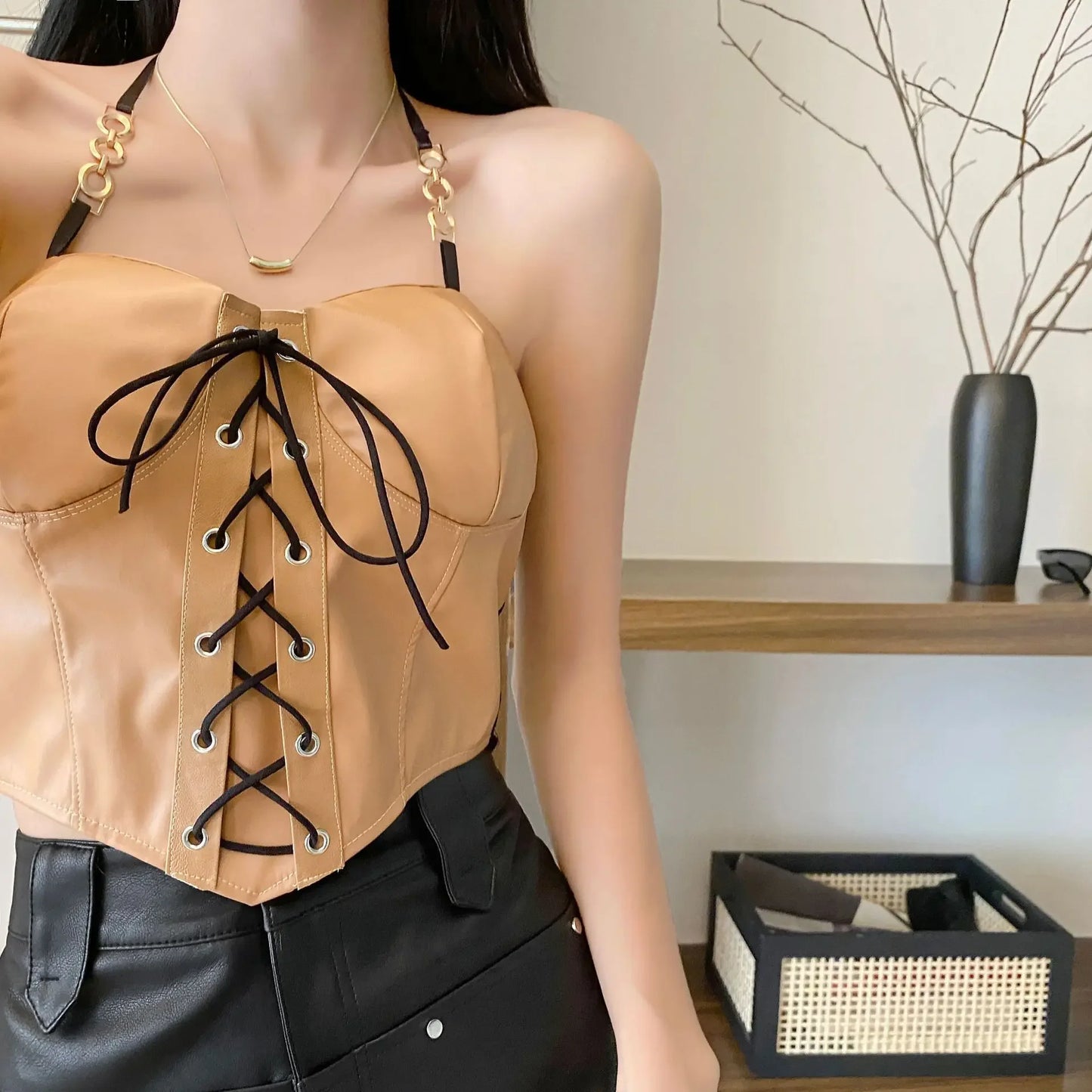Bustier Aveline – Fini Cuir & Laçage Signature