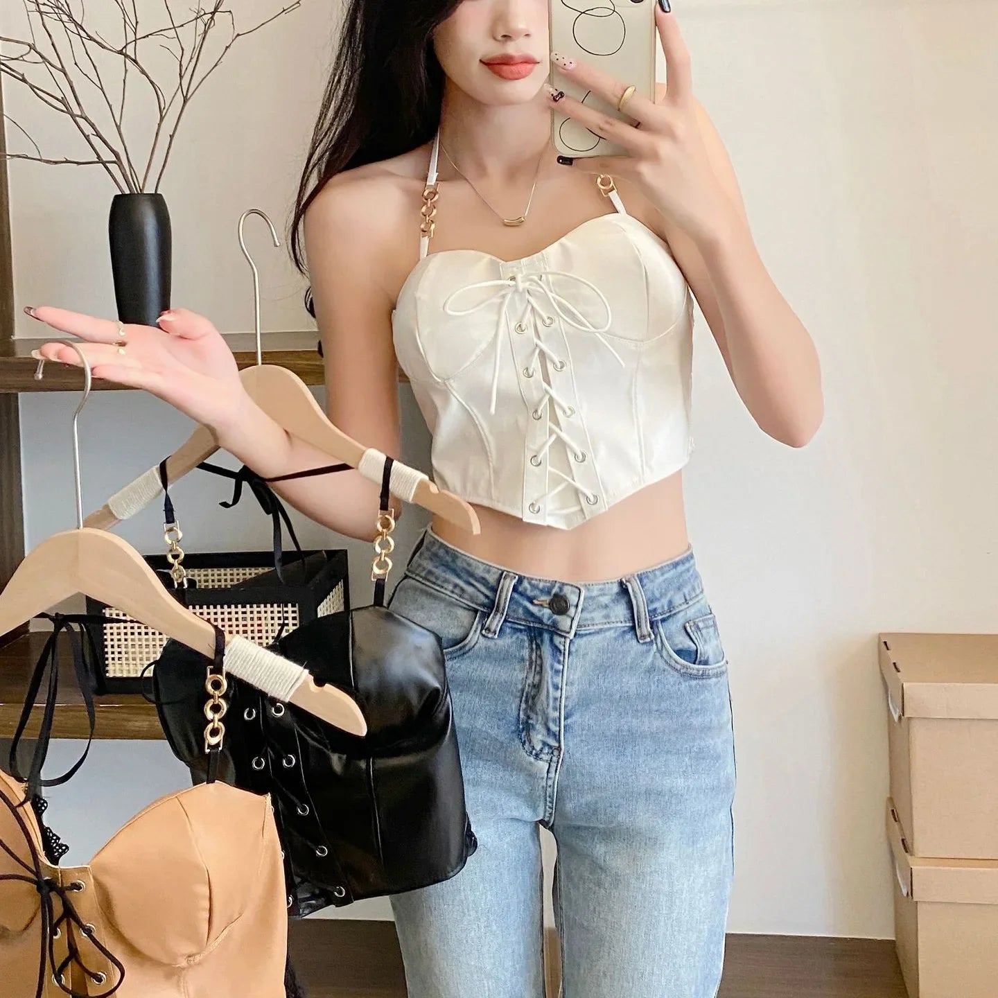 Bustier Aveline – Fini Cuir & Laçage Signature
